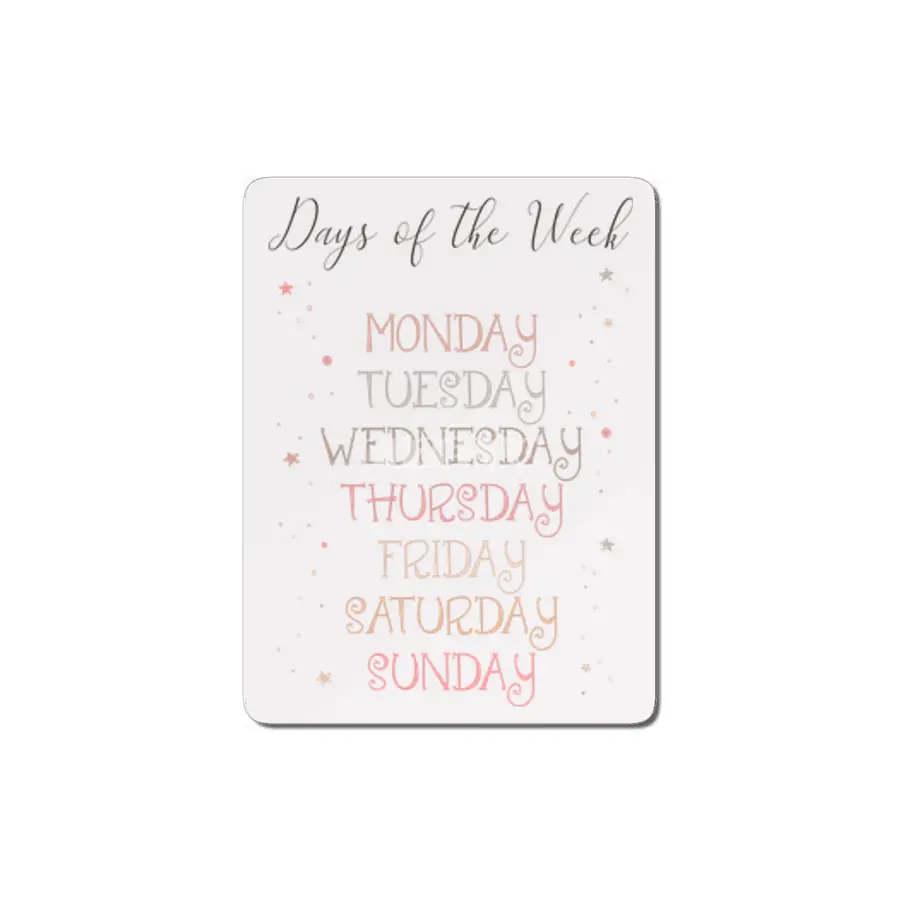 Days of the Week beautiful print for little kids - educational print - Monday to Sunday MDF Tablo
