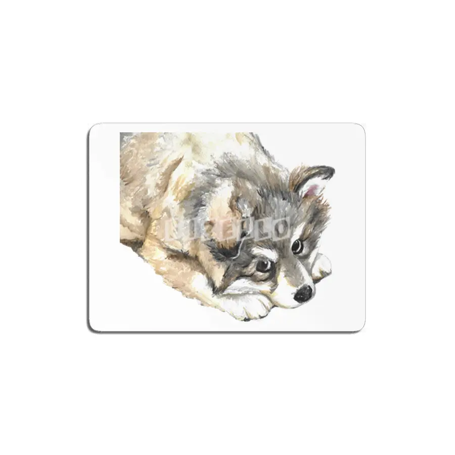 Small Puppy Dog Watercolor Painting MDF Tablo