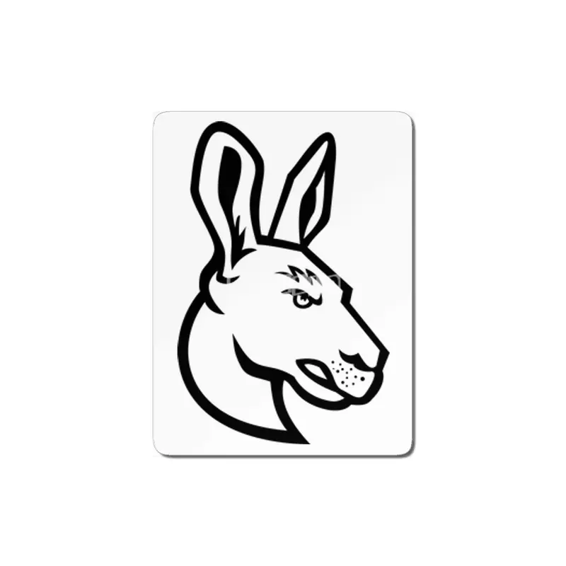 Head of an Angry Kangaroo Side View Mascot Black and White MDF Tablo