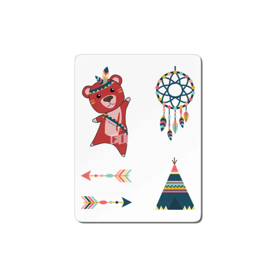 Indian Red Bear Sticker Set Dreamcatcher Red MDF Tablo