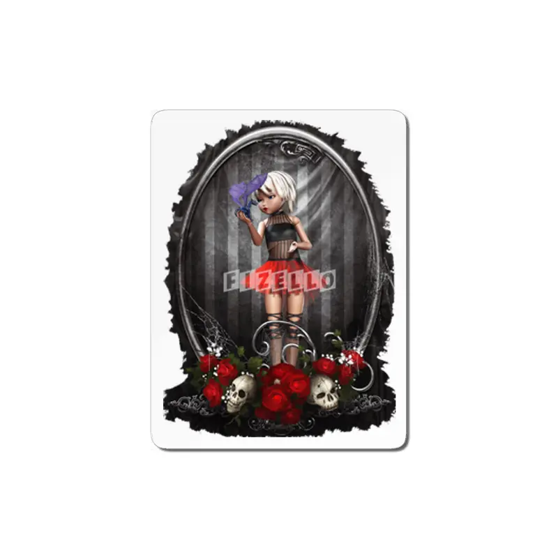Goth Fashion Girl - Skulls and Roses MDF Tablo