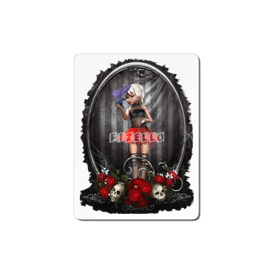 Goth Fashion Girl - Skulls and Roses MDF Tablo
