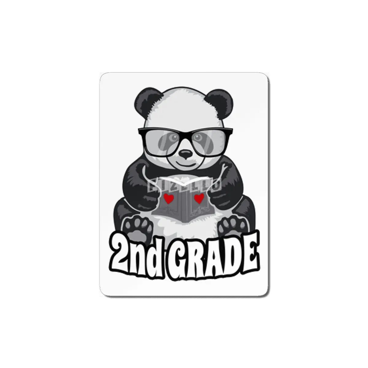 2nd Grade Back To School Panda Book Reader Teacher Heart MDF Tablo