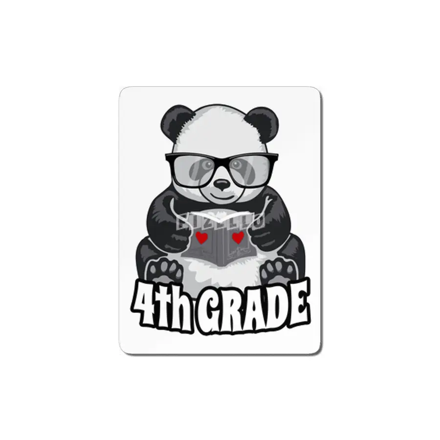 4th Grade Back To School Panda Book Reader Teacher Heart MDF Tablo