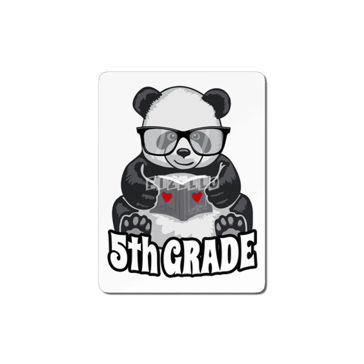 5th Grade Back To School Panda Book Reader Teacher Heart MDF Tablo