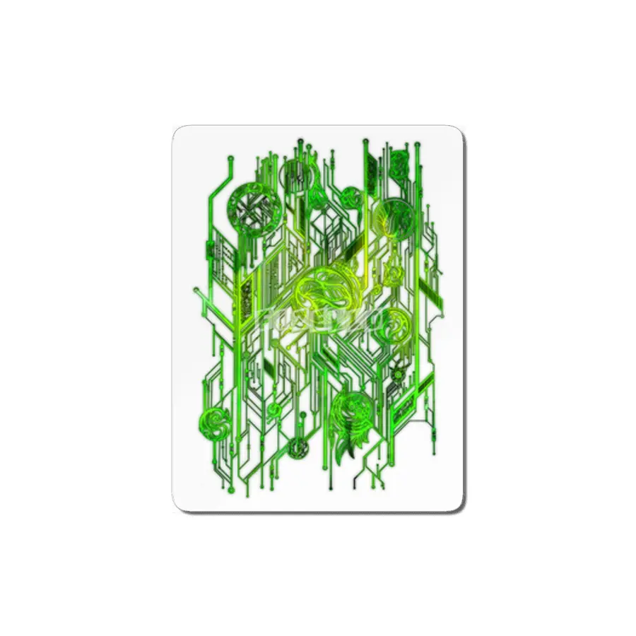 Zen Doodle Digital Circuit Neon Green MDF Tablo