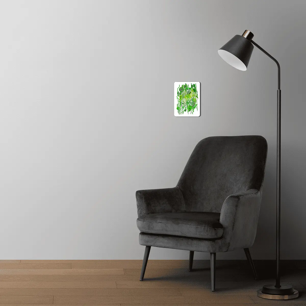 Zen Doodle Digital Circuit Neon Green MDF Tablo