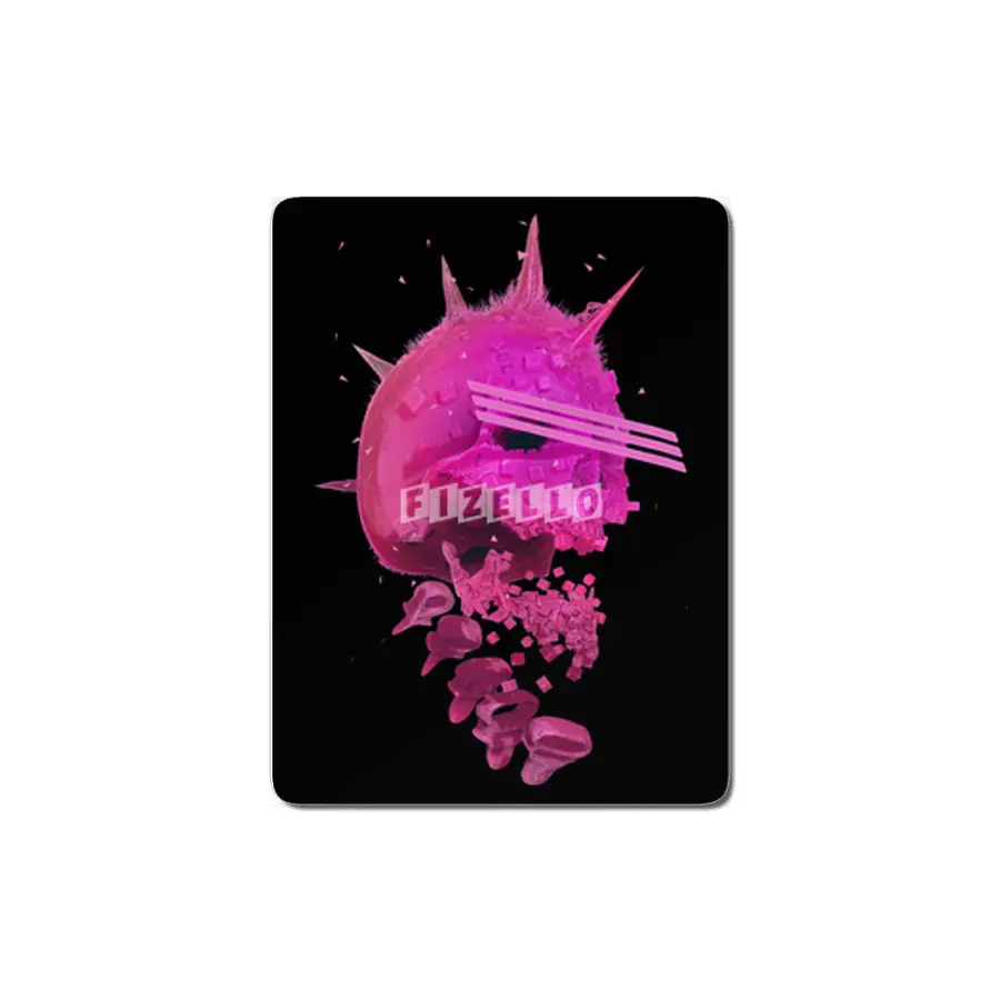 Pink Neon 80's Skull MDF Tablo