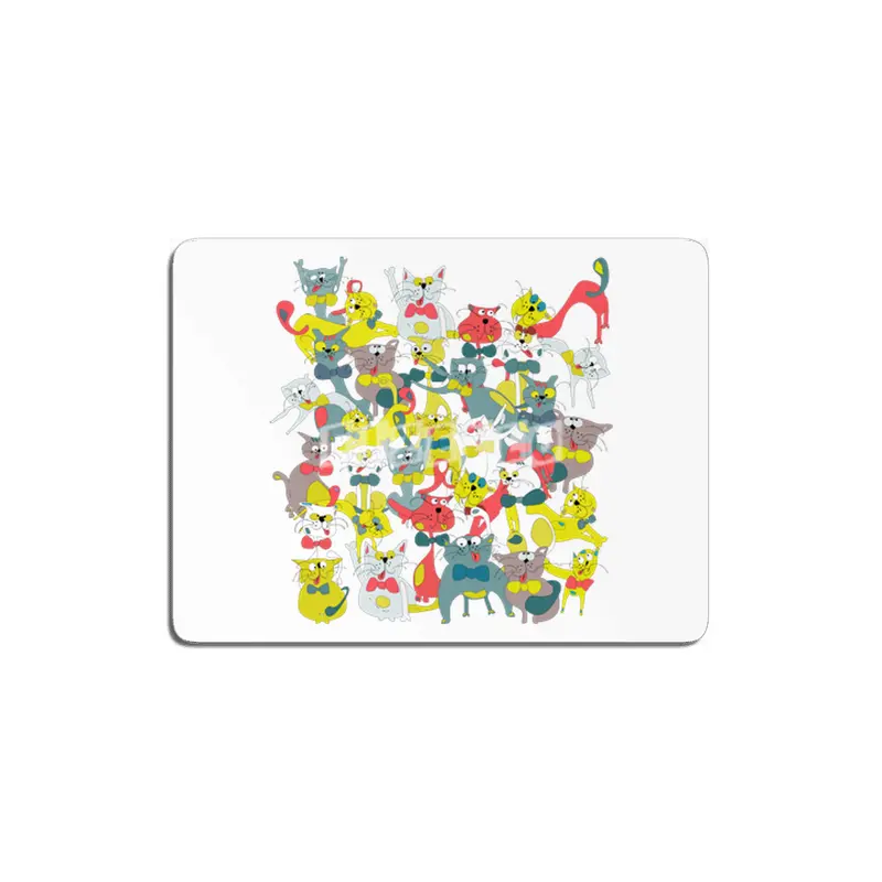 Funny doodle colorful cats.Seamless pattern with funny hand drawn cats MDF Tablo