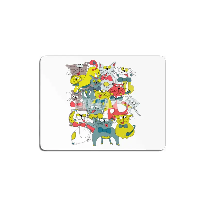 Funny doodle colorful cats.Seamless pattern with funny hand drawn cats MDF Tablo