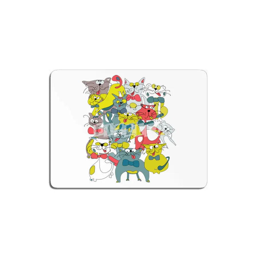 Funny doodle colorful cats.Seamless pattern with funny hand drawn cats MDF Tablo