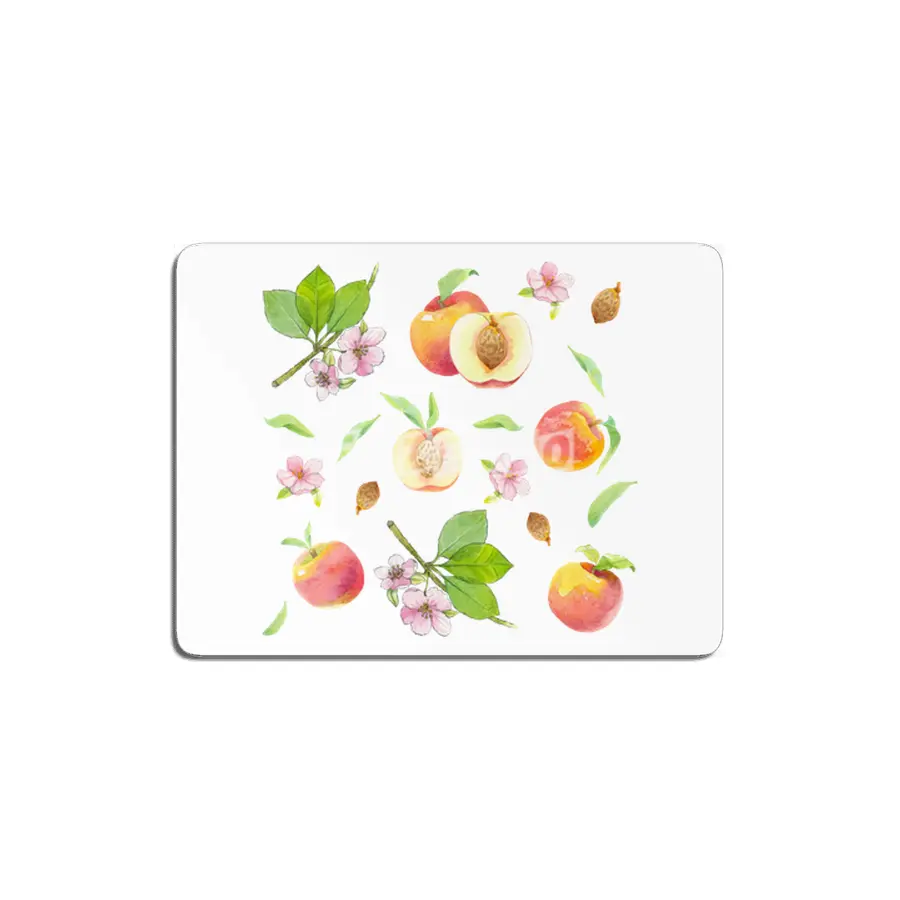 Peach fruit watercolor - Hand drawn ripe fruits MDF Tablo