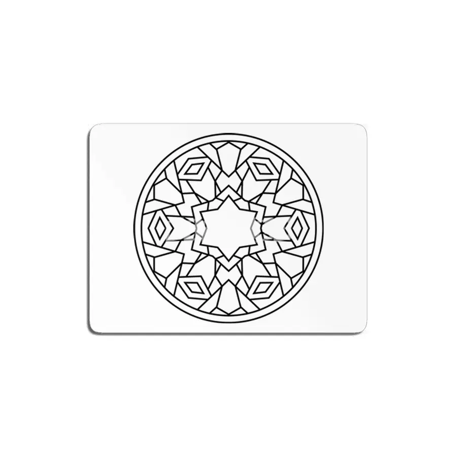Black and white circle flower ornament, ornamental round lace design. Floral mandala. Hand drawn ink MDF Tablo