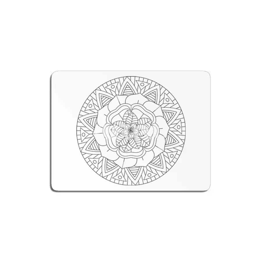 Black white isolated hand drawn mandala, coloring book print element, vector ornament MDF Tablo
