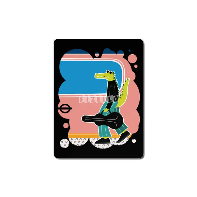 Mr. Crocodile and His Guitar Musical Illustration MDF Tablo