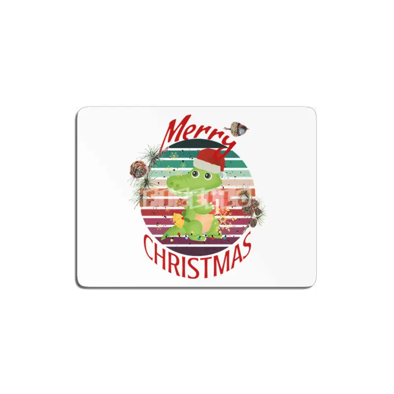 Merry Christmas Cute Crocodile Santa with snowflakes funny Kawaii aligator MDF Tablo