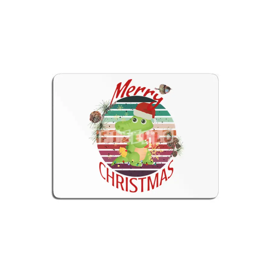 Merry Christmas Cute Crocodile Santa with snowflakes funny Kawaii aligator MDF Tablo