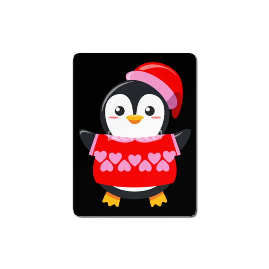 Cute Penguin with a heart sweater and hat MDF Tablo