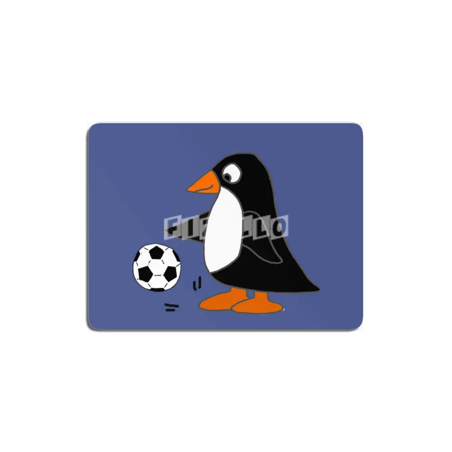 Funny Penguin Playing Soccer Sports Cartoon MDF Tablo