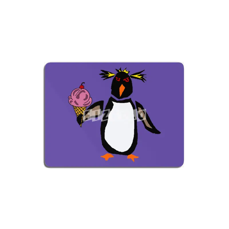 Funny Rockhopper Penguin eating Ice Cream Cone MDF Tablo