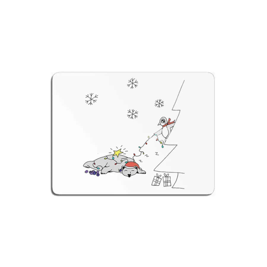 Festive Penguin and Polar Bear MDF Tablo