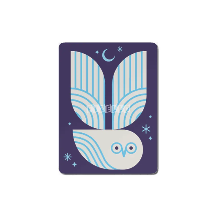 Snowy Owl with Moon and Stars MDF Tablo