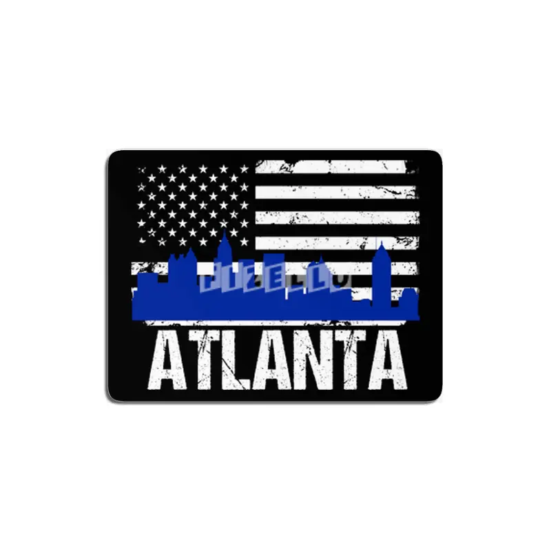 Atlanta City Skyline Silhouette and Distressed American Flag MDF Tablo