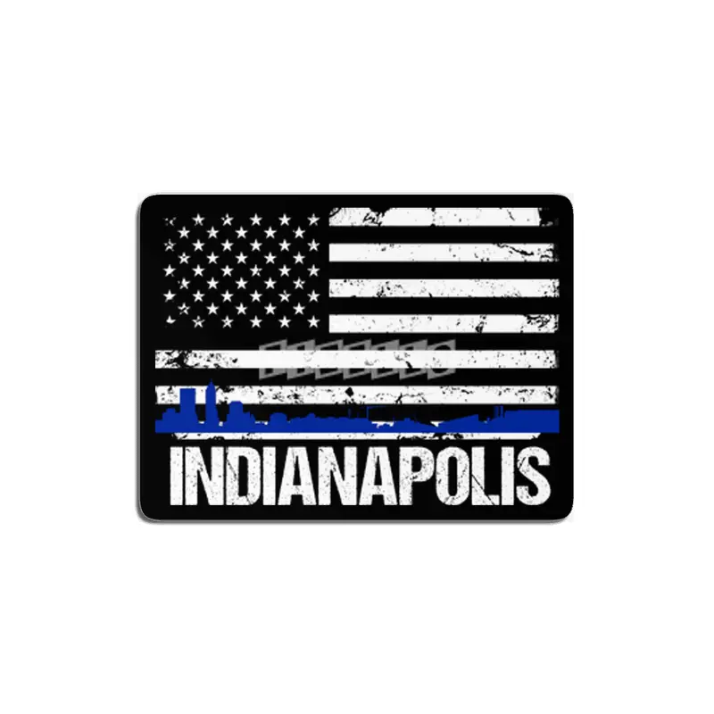 Indianapolis Skyline Silhouette on Distressed American Flag MDF Tablo
