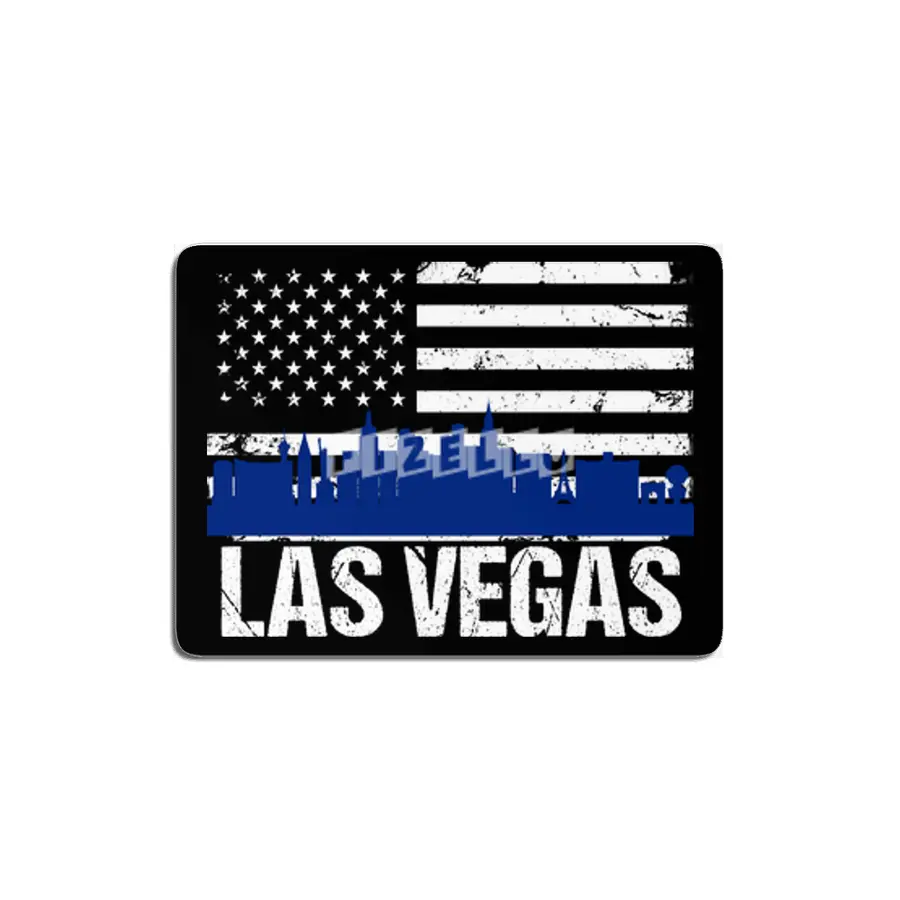 Las Vegas Skyline Silhouette on Distressed American Flag MDF Tablo