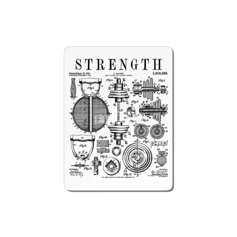 Gym Fitness Workout Dumbbell Kettlebell Vintage Patent Print MDF Tablo