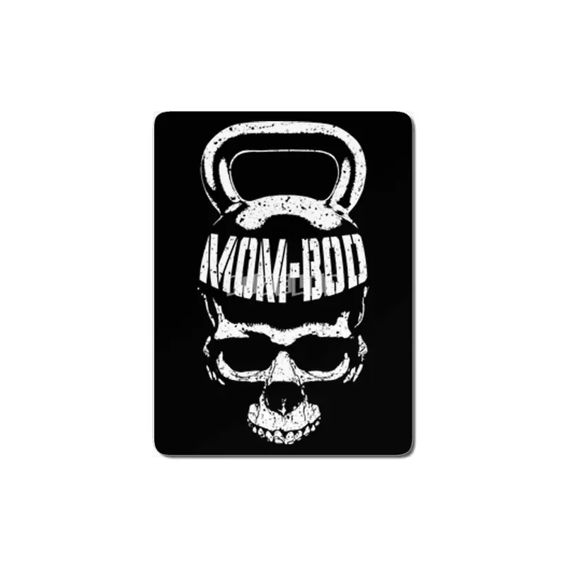 Mom Bod Kettlebell Skull Funny Halloween Gym Fitness Workout MDF Tablo
