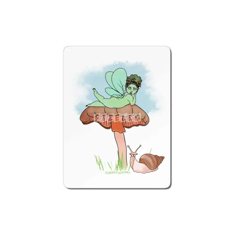 Fairie on Mushroom with Snail Friend MDF Tablo