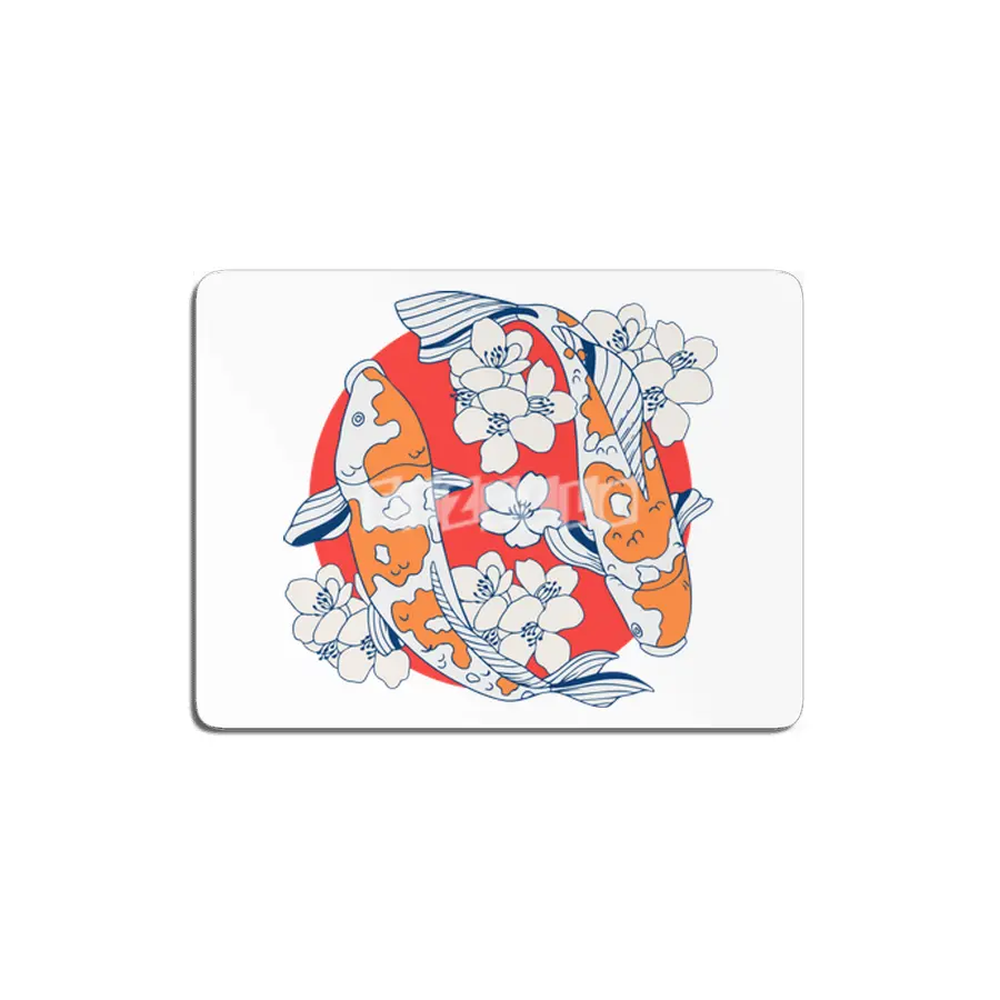 Colorful koi fish and flower MDF Tablo