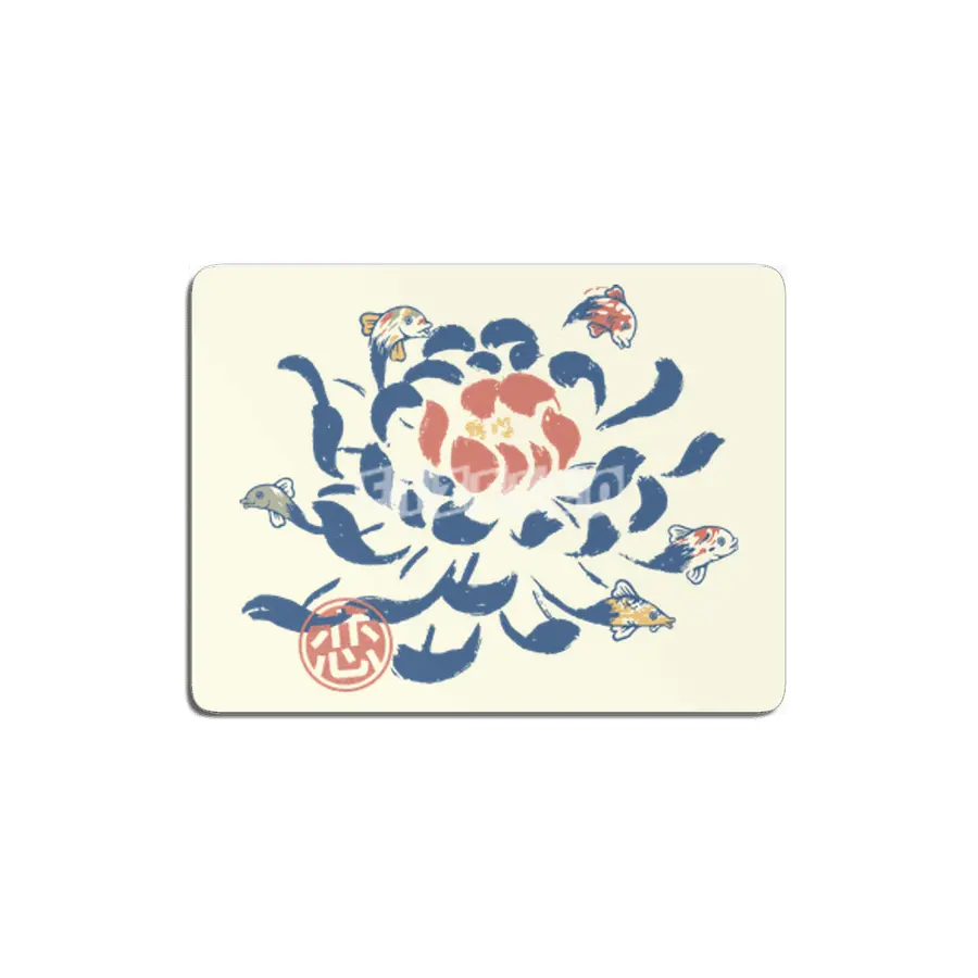Vintage Japanese Flower Koi MDF Tablo