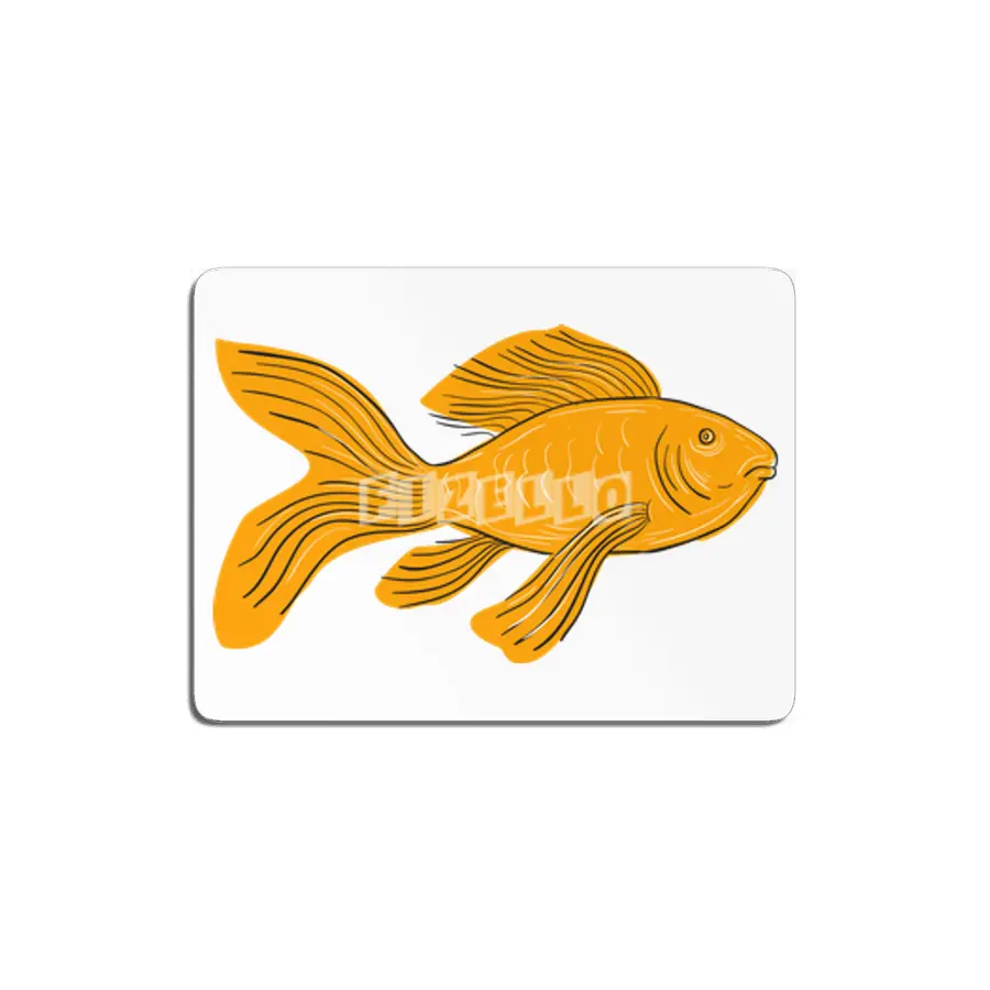 Gold Butterfly Koi Swimming Drawing MDF Tablo