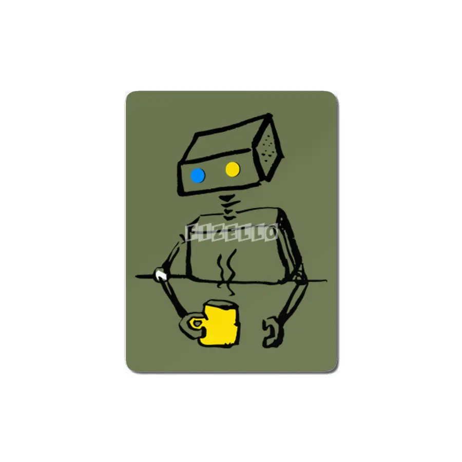Robot on Coffee Break MDF Tablo
