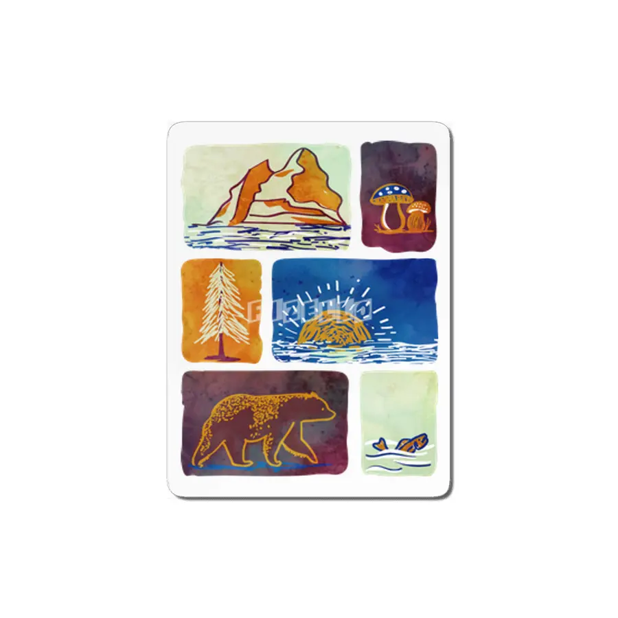 Nature Scenes in Watercolor Style MDF Tablo