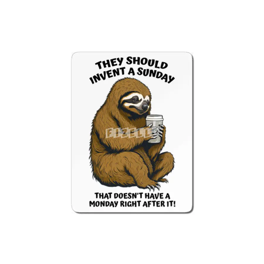 Funny Lazy Sloth Monday After Sunday Coffee Lover MDF Tablo