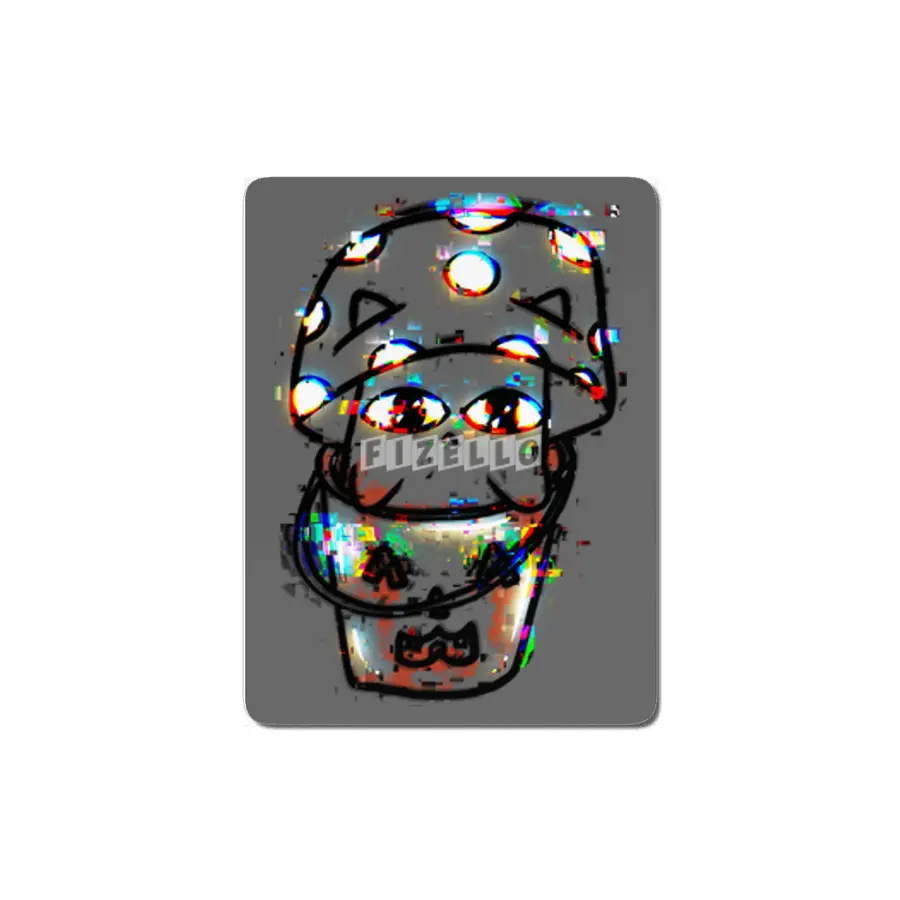 ( Glitch Art )MushMush Cat in a Halloween Bucket MDF Tablo