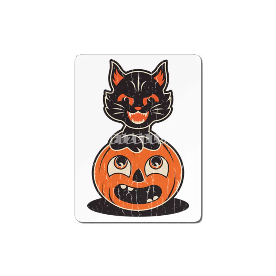 Retro Halloween Cat and Pumpkin MDF Tablo