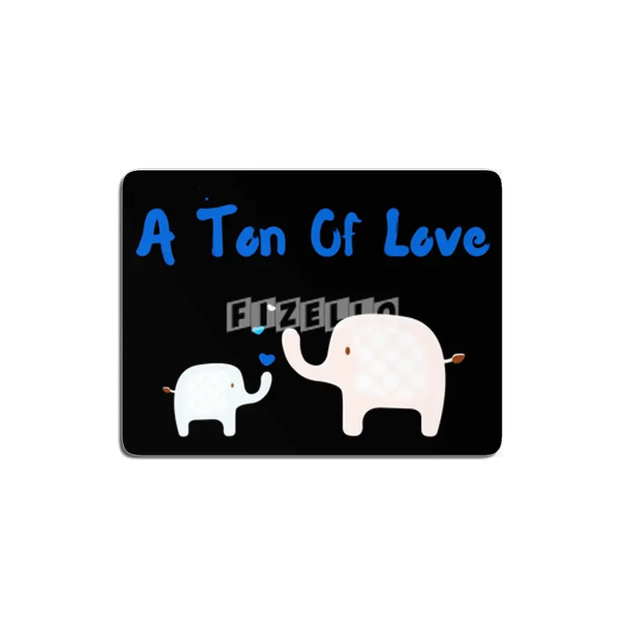 A Ton Of Love - Mother Child (Son) Cute Elephant With Hearts MDF Tablo