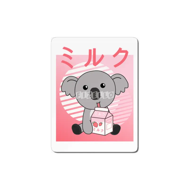Kawaii Koala Retro Japanese Strawberry Milkshake MDF Tablo