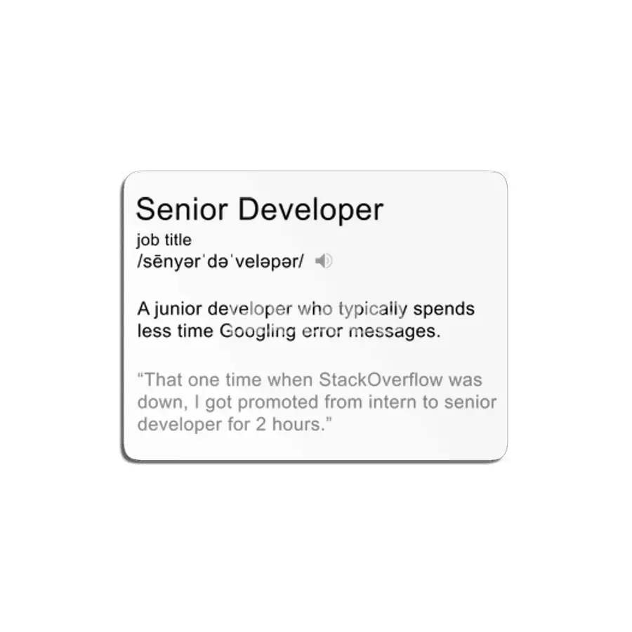 Senior Developer Definition MDF Tablo