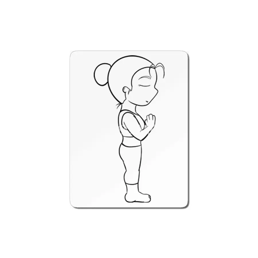 Chibi Yoga Asana - Mountain Pose (outline) MDF Tablo