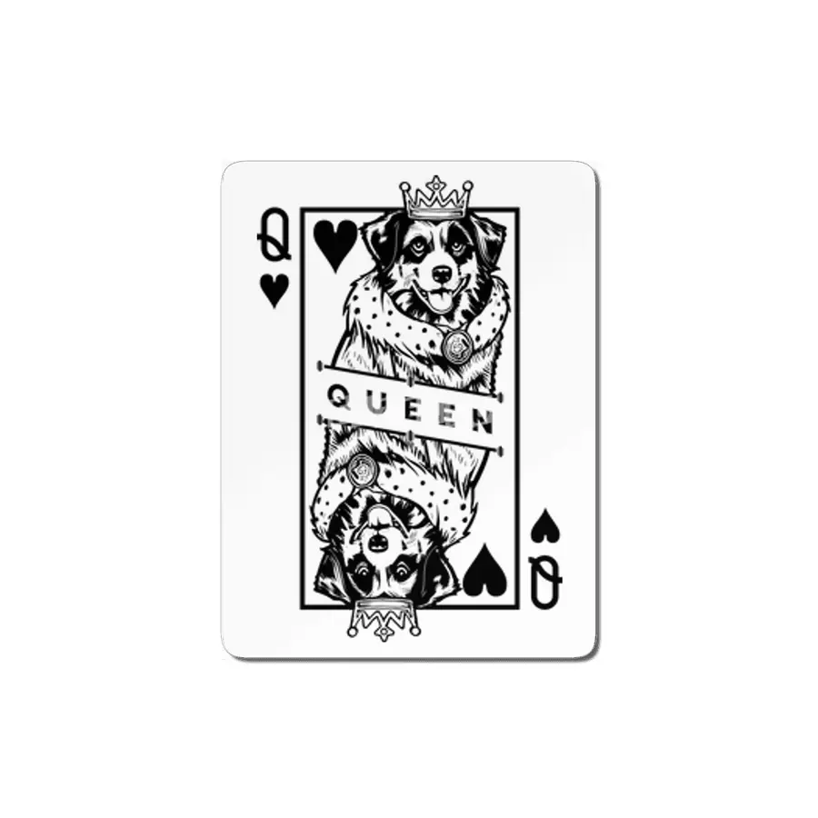 Australian Shepherd Queen Of Hearts Dog Playing Card Pop Art MDF Tablo
