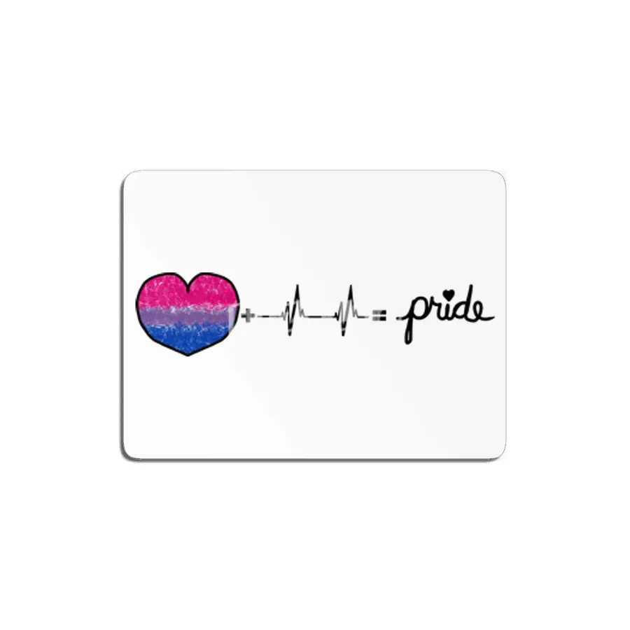 Bi-Sexual Pride Flag Heart + Heartbeat = Pride Design MDF Tablo