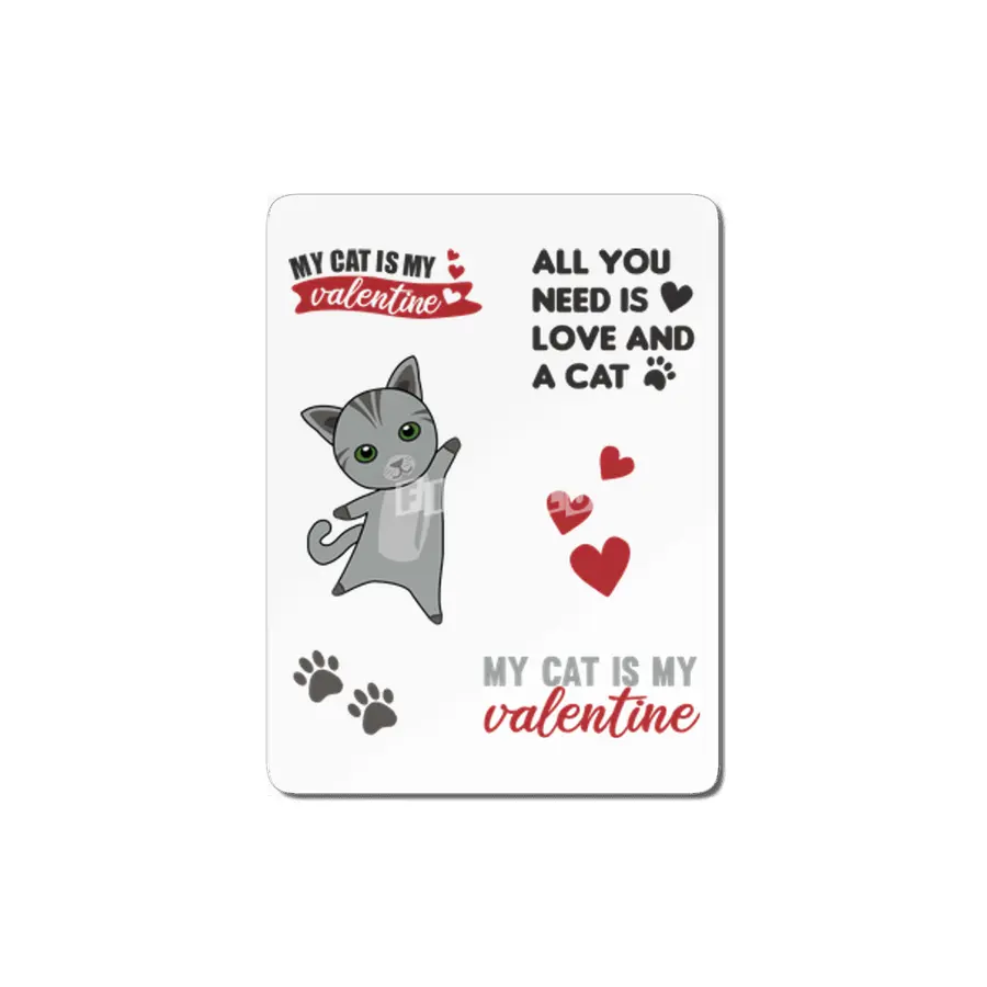 Cat Sticker Set My Cat Is My Valentine Gray MDF Tablo