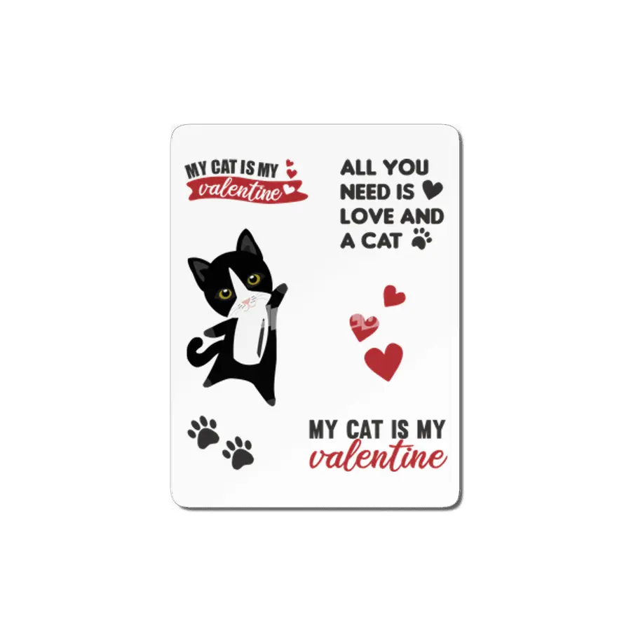 Cats Sticker Set My Cat Is My Valentine Black MDF Tablo