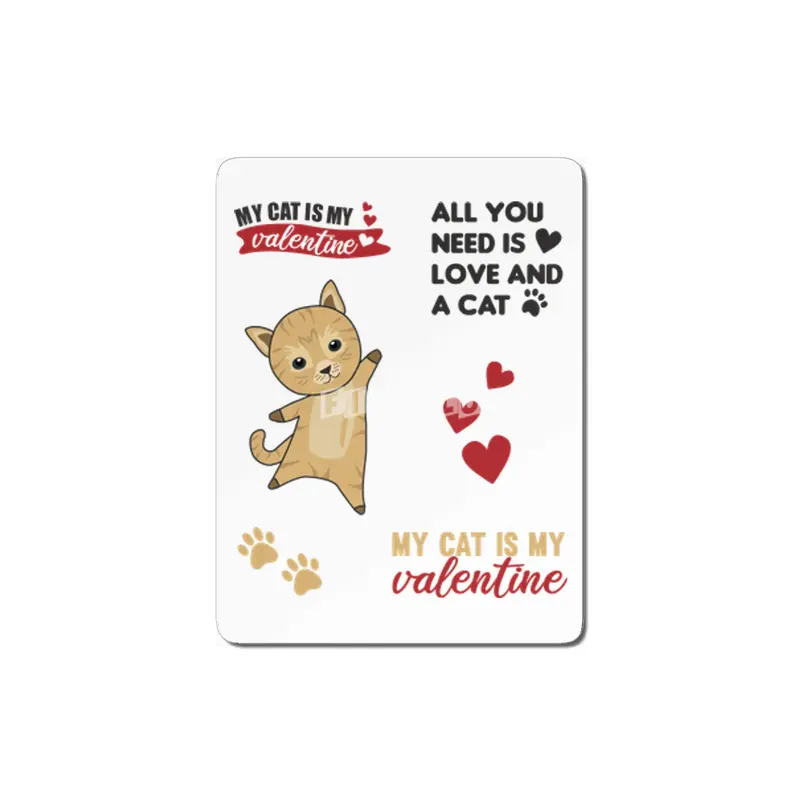 Cats Sticker Set My Cat Is My Valentine Brown MDF Tablo