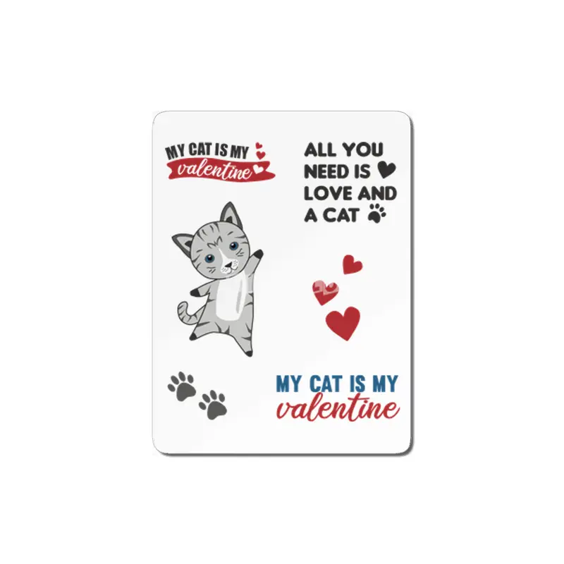 Cats Sticker Set My Cat Is My Valentine Light Gray MDF Tablo